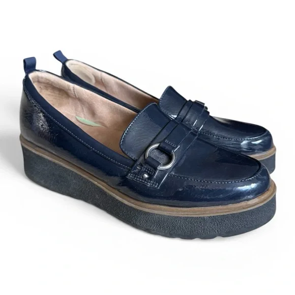 SOUL Naturalizer Navy Patent Platform Loafers Chunky Comfort Shoes 10W - Picture 1 of 17